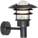 Nordlux Lønstrup 22 Luce Da Parete Metallo e Vetro Nero | 220mm - IP44 - Adatto per E27