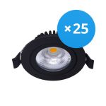 Confezione Multipack 25x Noxion LED Inclinabile Slim Faretti Nero Il Giro 6W 550lm 60D - 927 Bianco Molto Caldo | 85mm - IP54 - Dimmerabile - Miglior Resa Cromatica