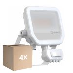 Confezione Multipack 4x Ledvance Proiettore LED Aluminium Bianca 17W 2400lm 100D - 840 Bianco Freddo | IP65 - Sensore di Movimento e Luce - Simmetrico